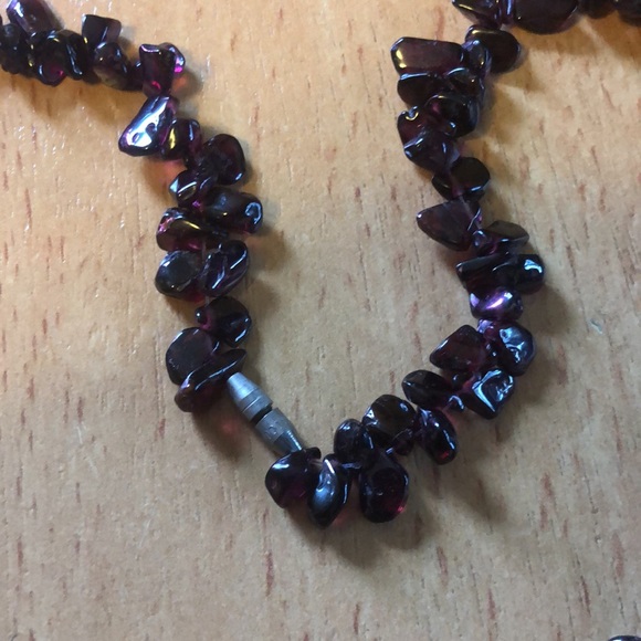 RUSSIAN GARNET beaded string necklace with clasp, approx 19” - Picture 2 of 4